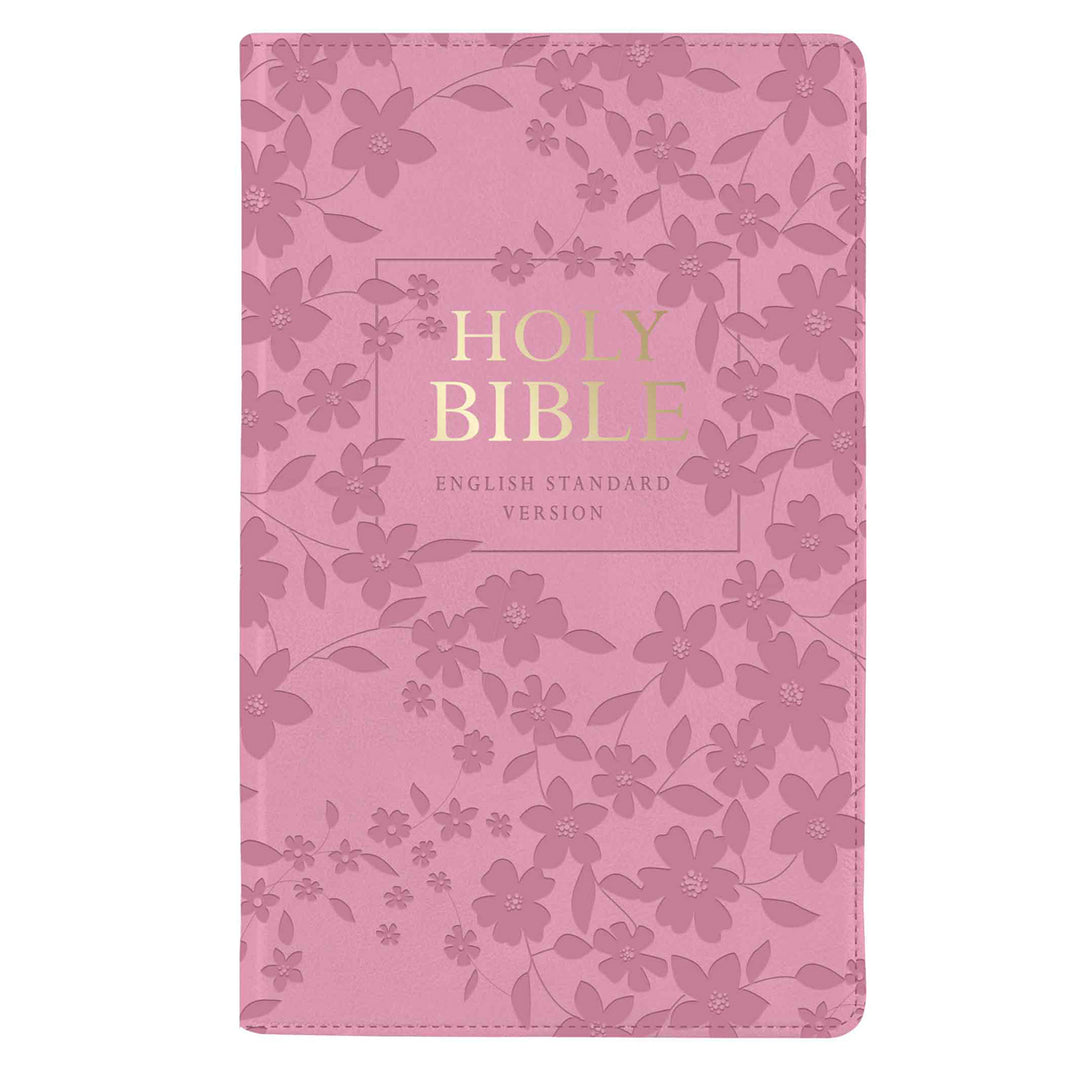 ESV Pink Floral Faux Leather Standard Bible with Zip
