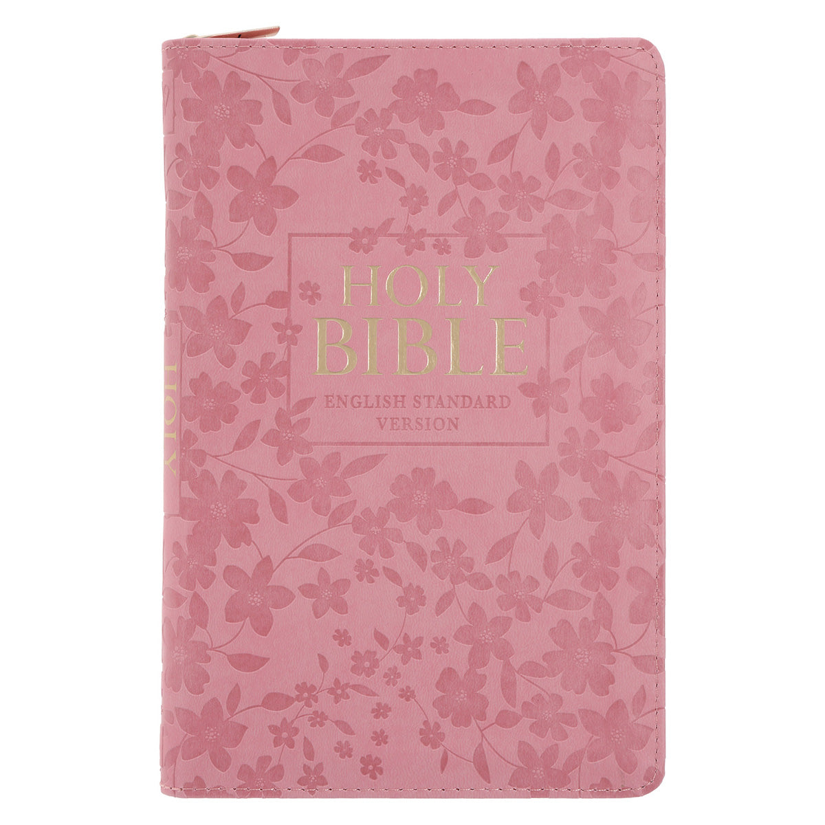 ESV Pink Floral Faux Leather Standard Bible with Zip