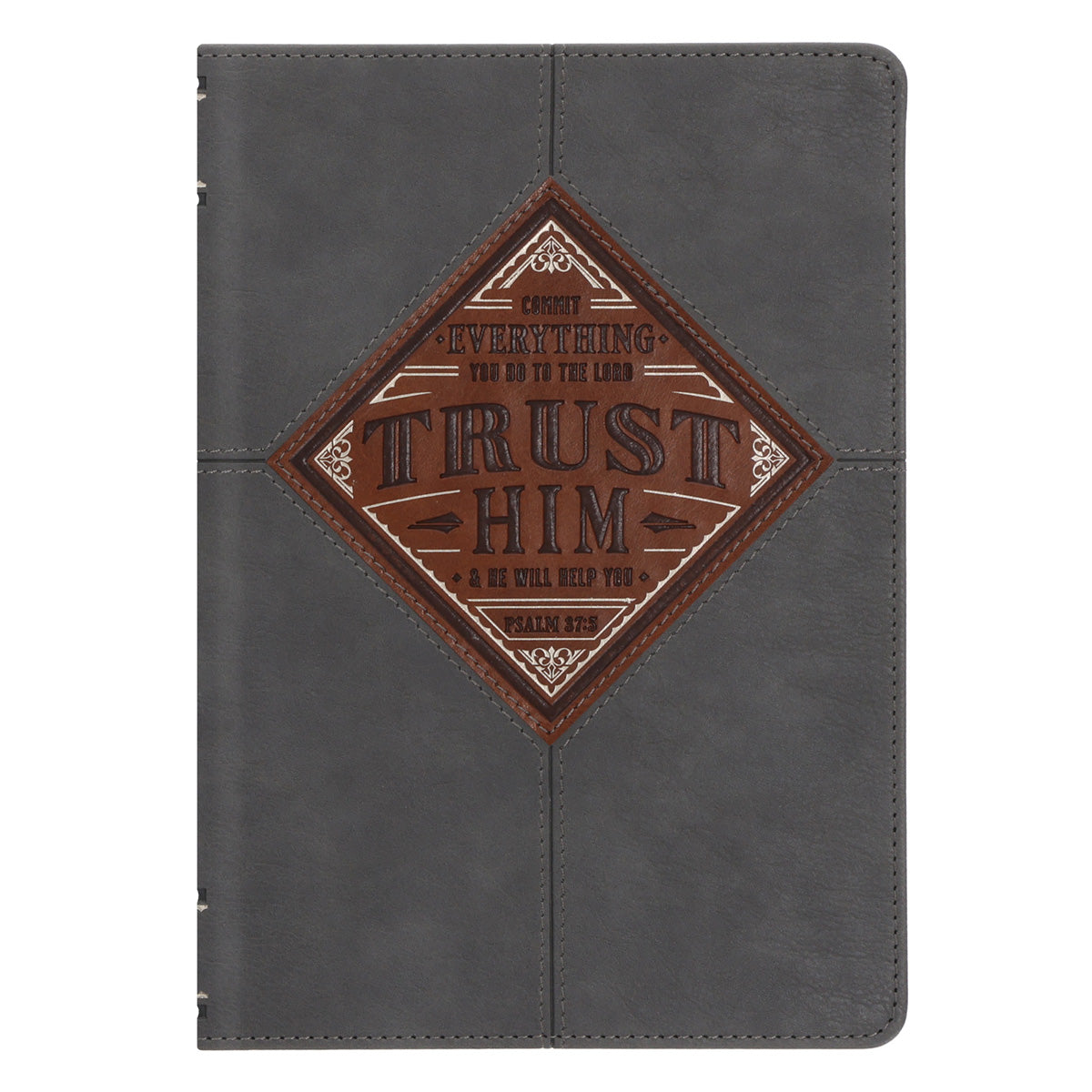 Trust Him Grey Faux Leather Journal