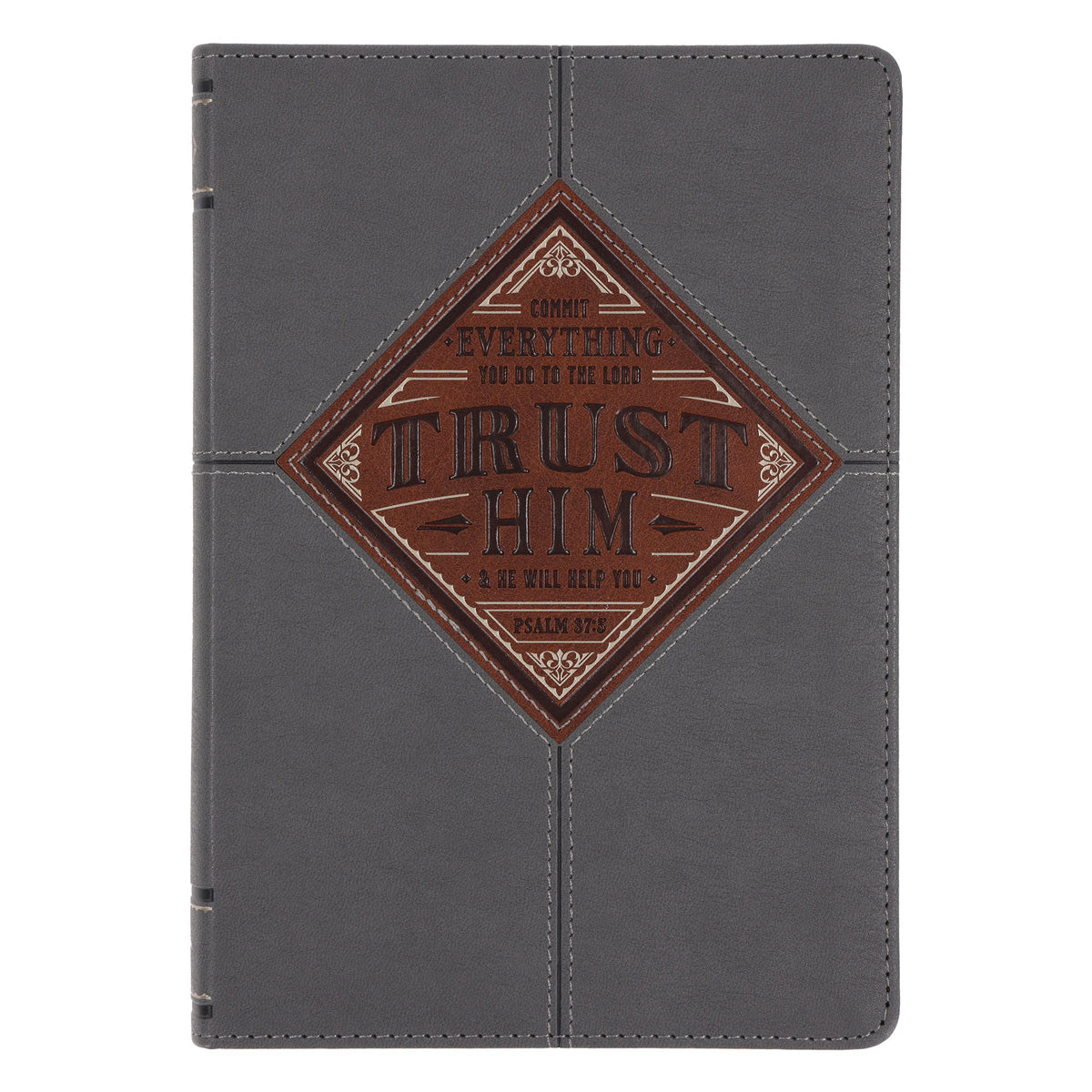 Trust Him Grey Faux Leather Journal