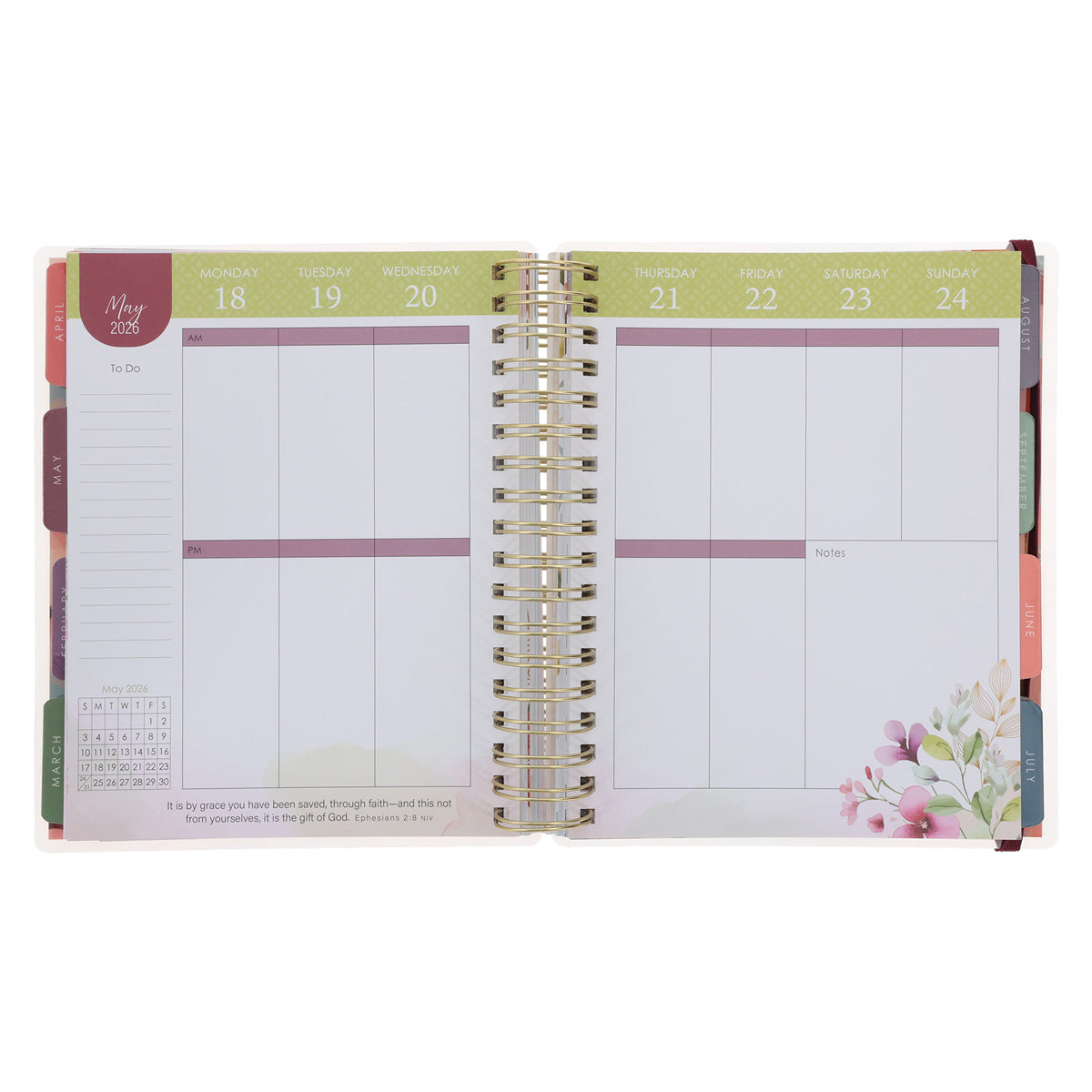 2026 Diary - 18-Month Planner for Women - Grace upon Grace - Wirebound