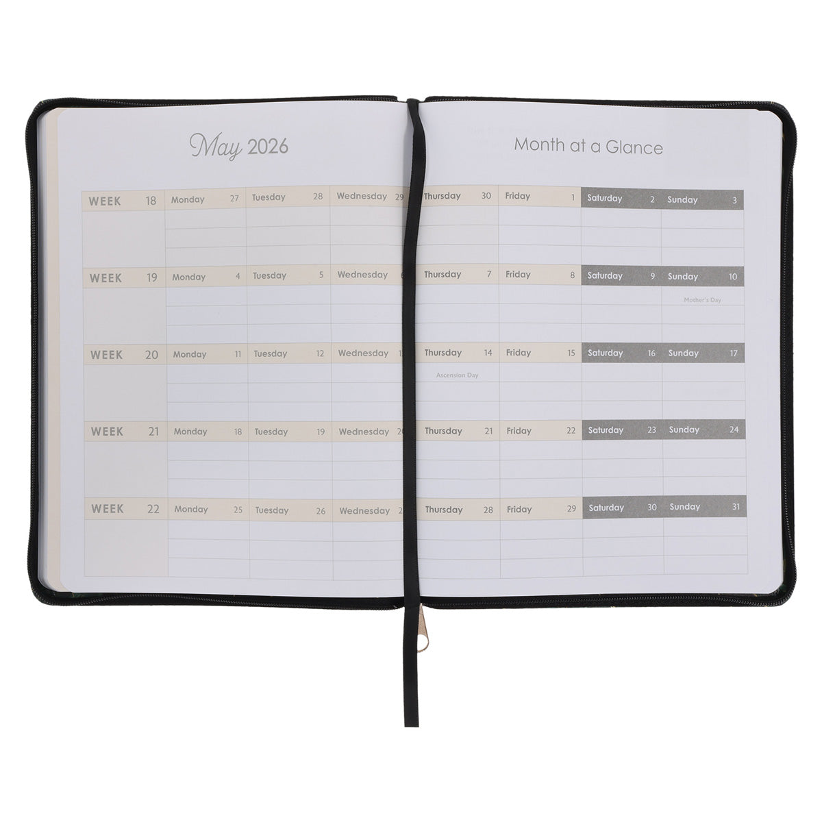 2026 Diary - 18-Month Planner for Women - In Strength and Dignity - Faux Leather with Zip