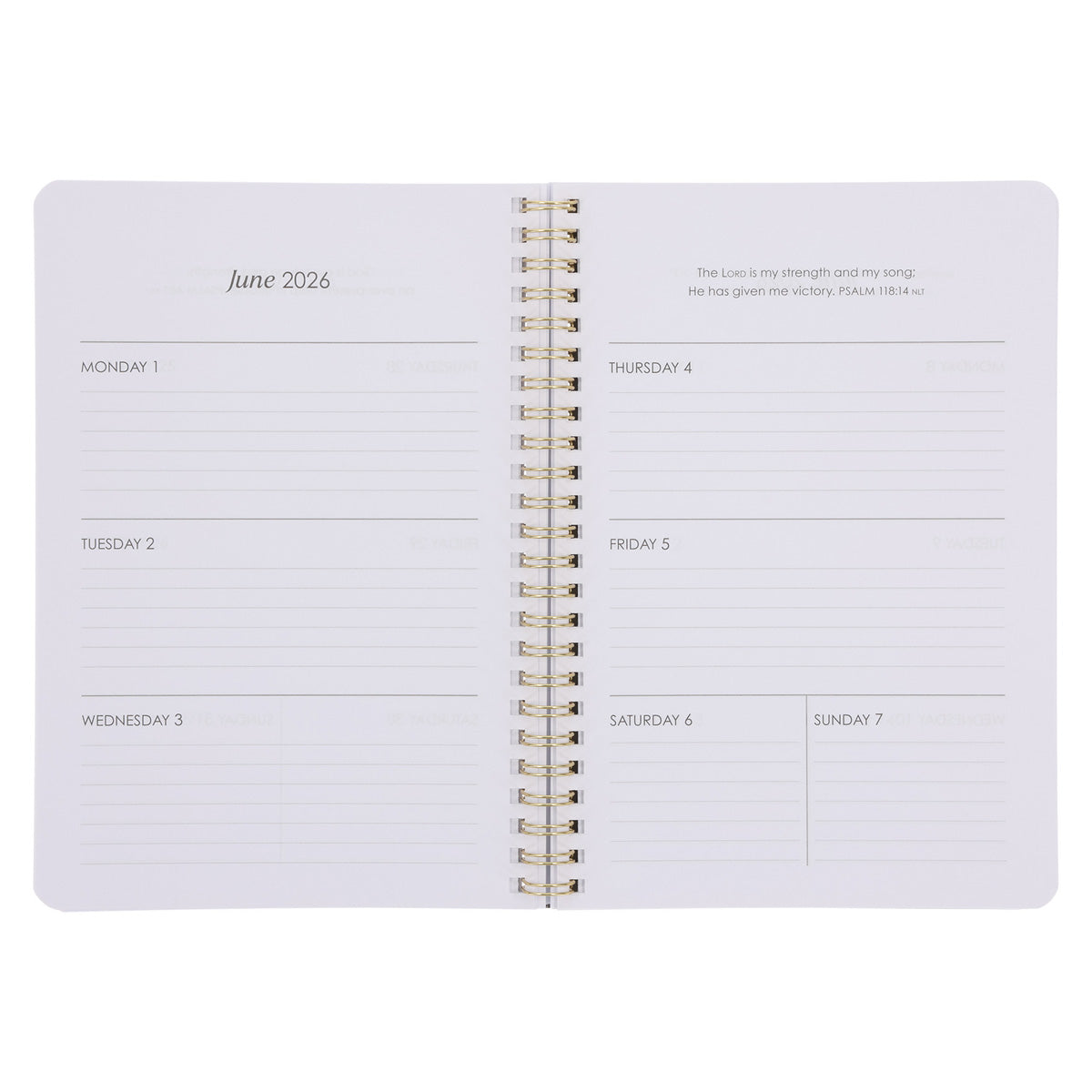 2026 Diary - Daily Planner - Strong and Courageous - Wirebound
