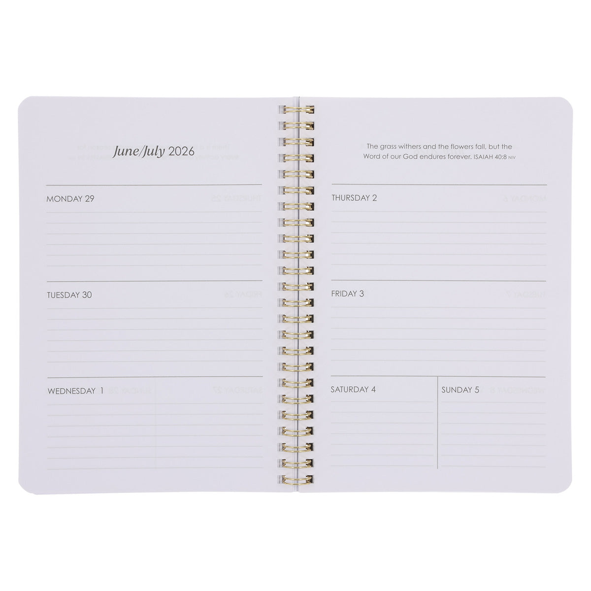 2026 Diary - Daily Planner - Strong and Courageous - Wirebound