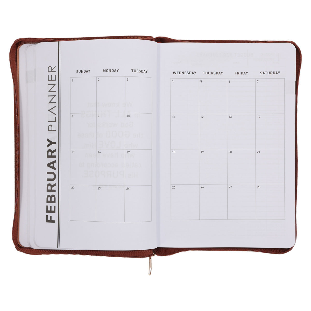 2026 Executive Diary - Daily Planner - The Lord is My Strength - Faux Leather with Zip