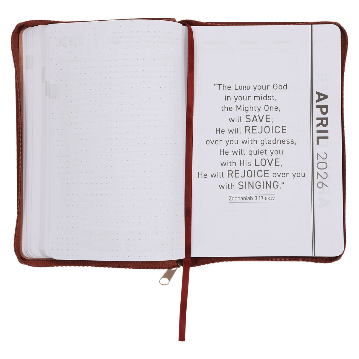 2026 Executive Diary - Daily Planner - The Lord is My Strength - Faux Leather with Zip