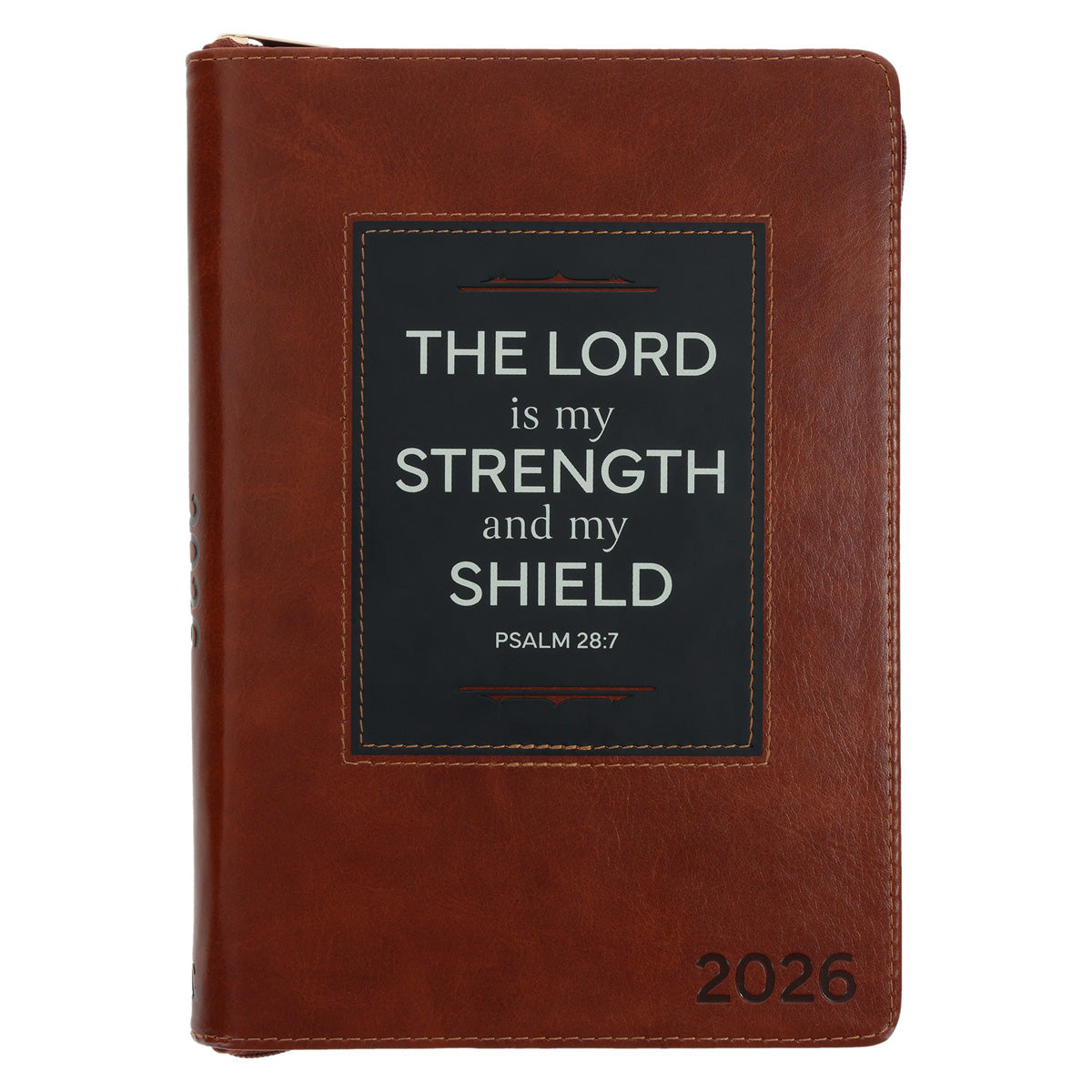 2026 Executive Diary - Daily Planner - The Lord is My Strength - Faux Leather with Zip