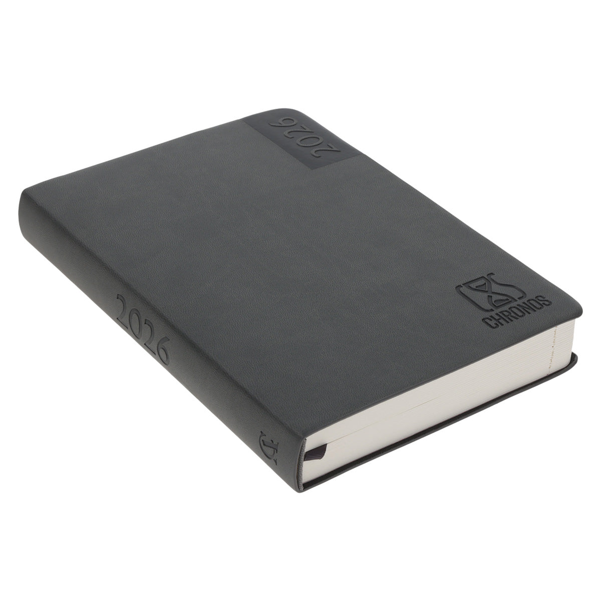 2026 Diary - Chronos Daily Planner - Grey Imitation Leather