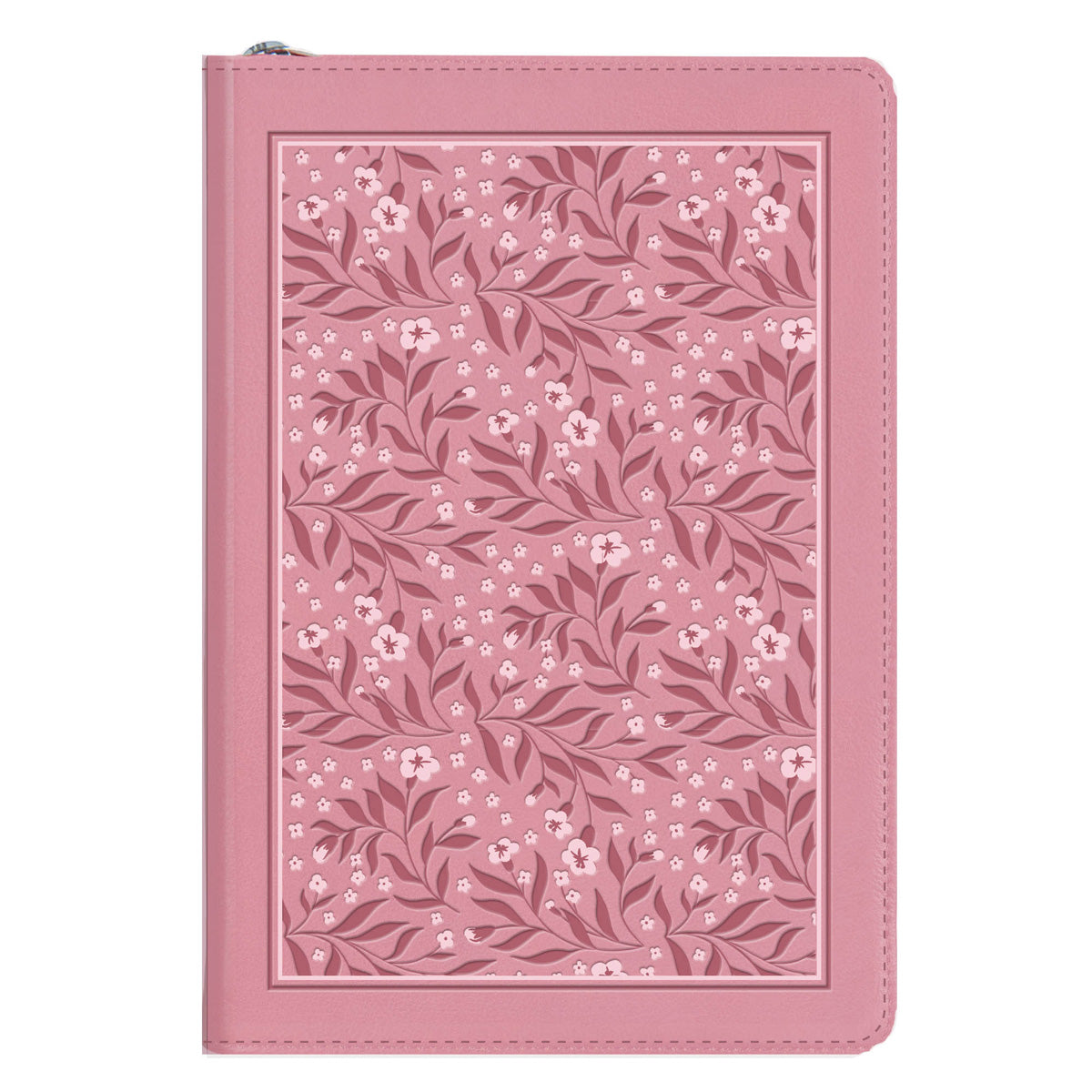 NLT Pink Floral Faux Leather Compact Bible with Zip