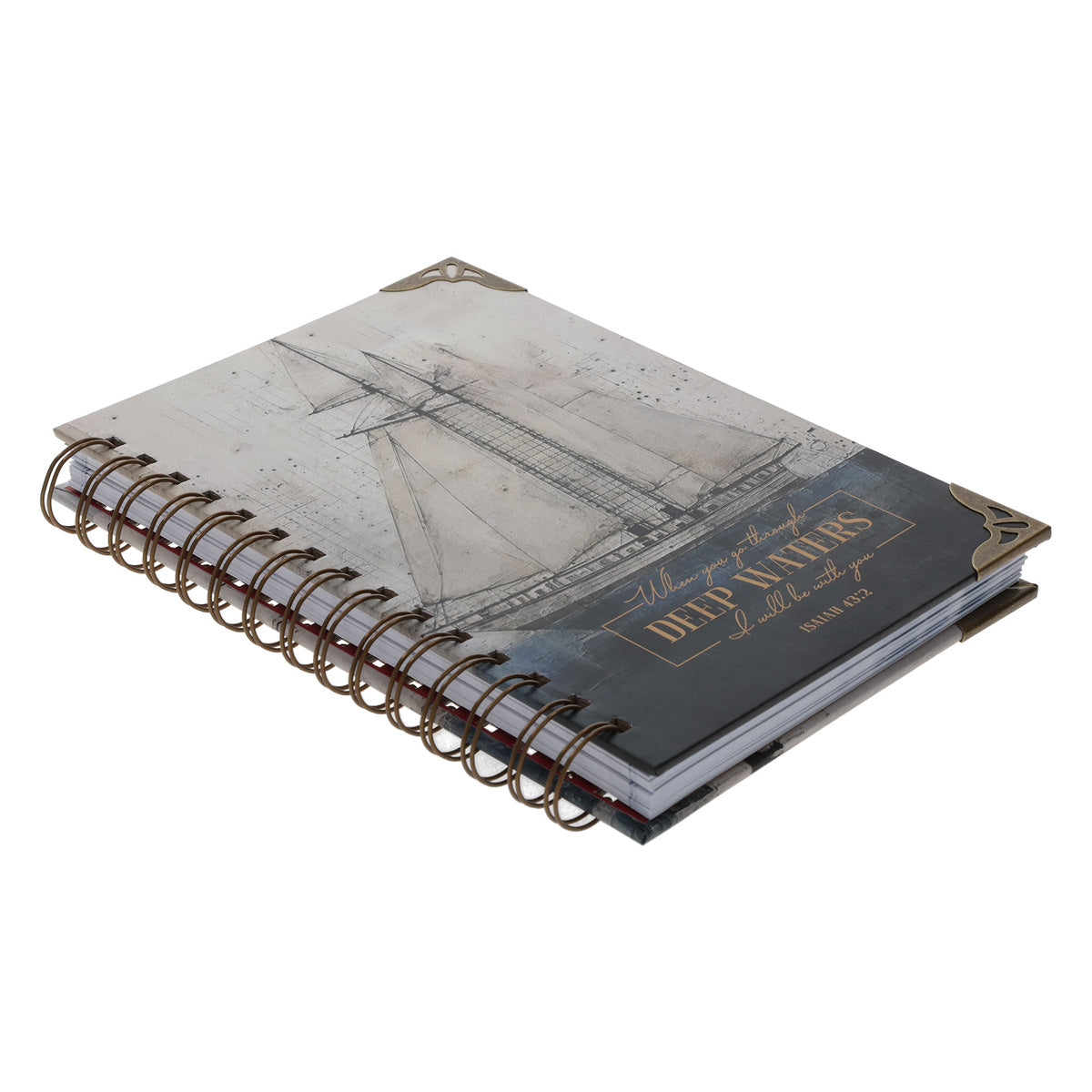 When You Go Through Deep Waters I Will Be With You Hardcover Wirebound Journal