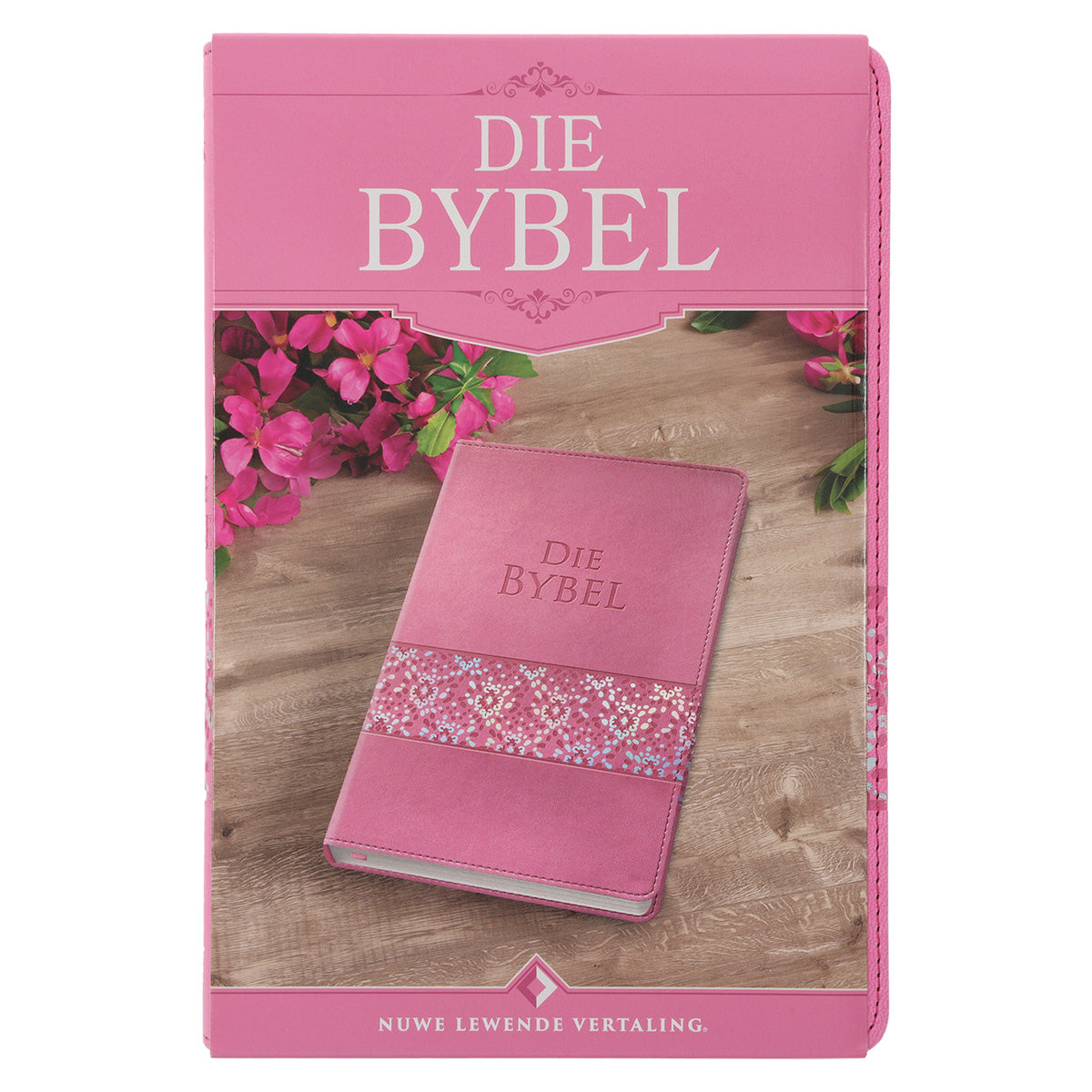 NLV Pienk Glinster Kunsleer Standaard Bybel Met Duimgrepe