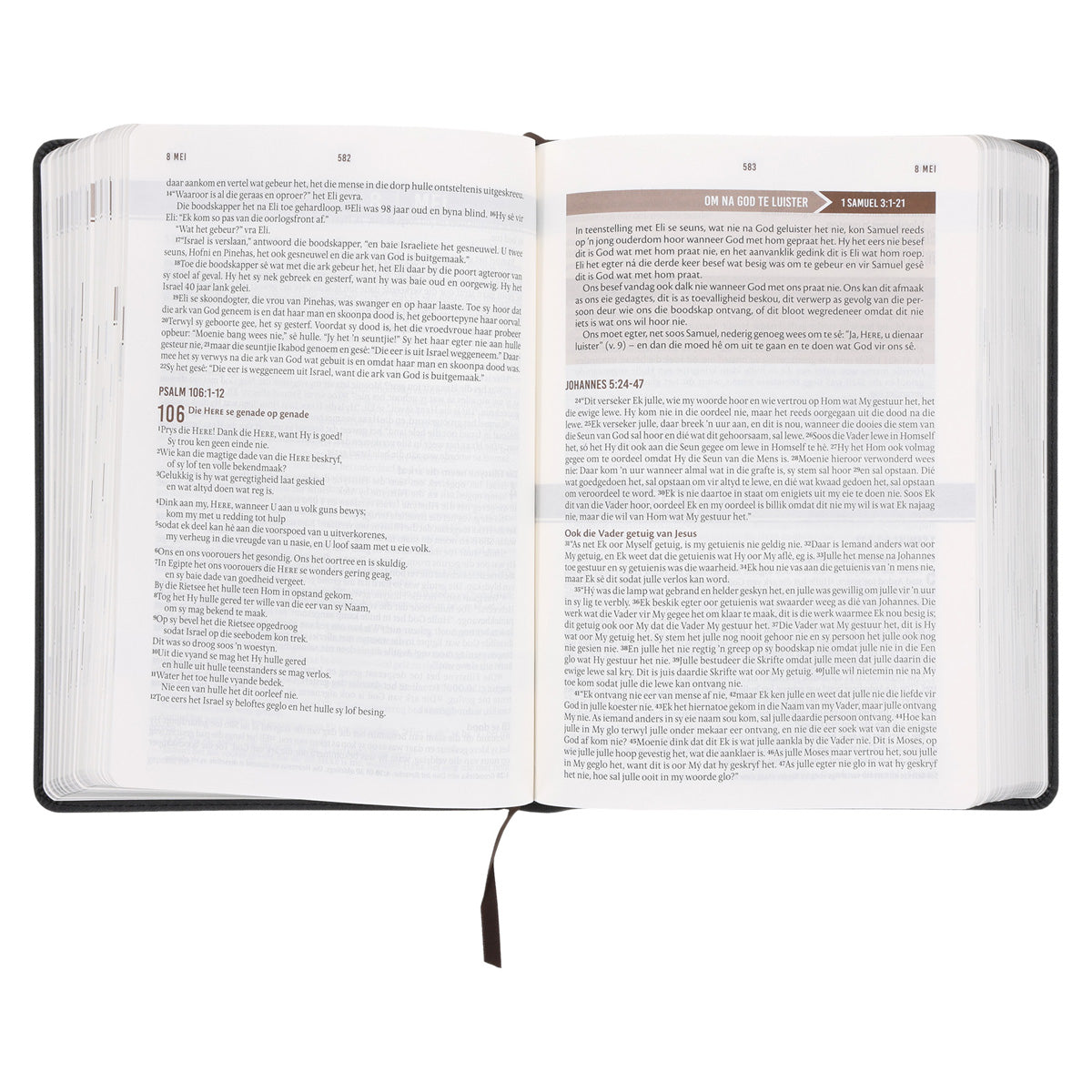 NLV Swart Kunsleer Stiltetydbybel vir Mans