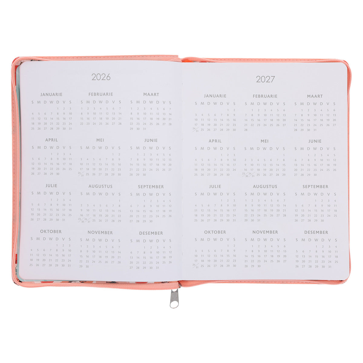 2026 18-Maande Dagbeplanner vir Vroue - Lewe Deur Geloof - Kunsleer met Rits