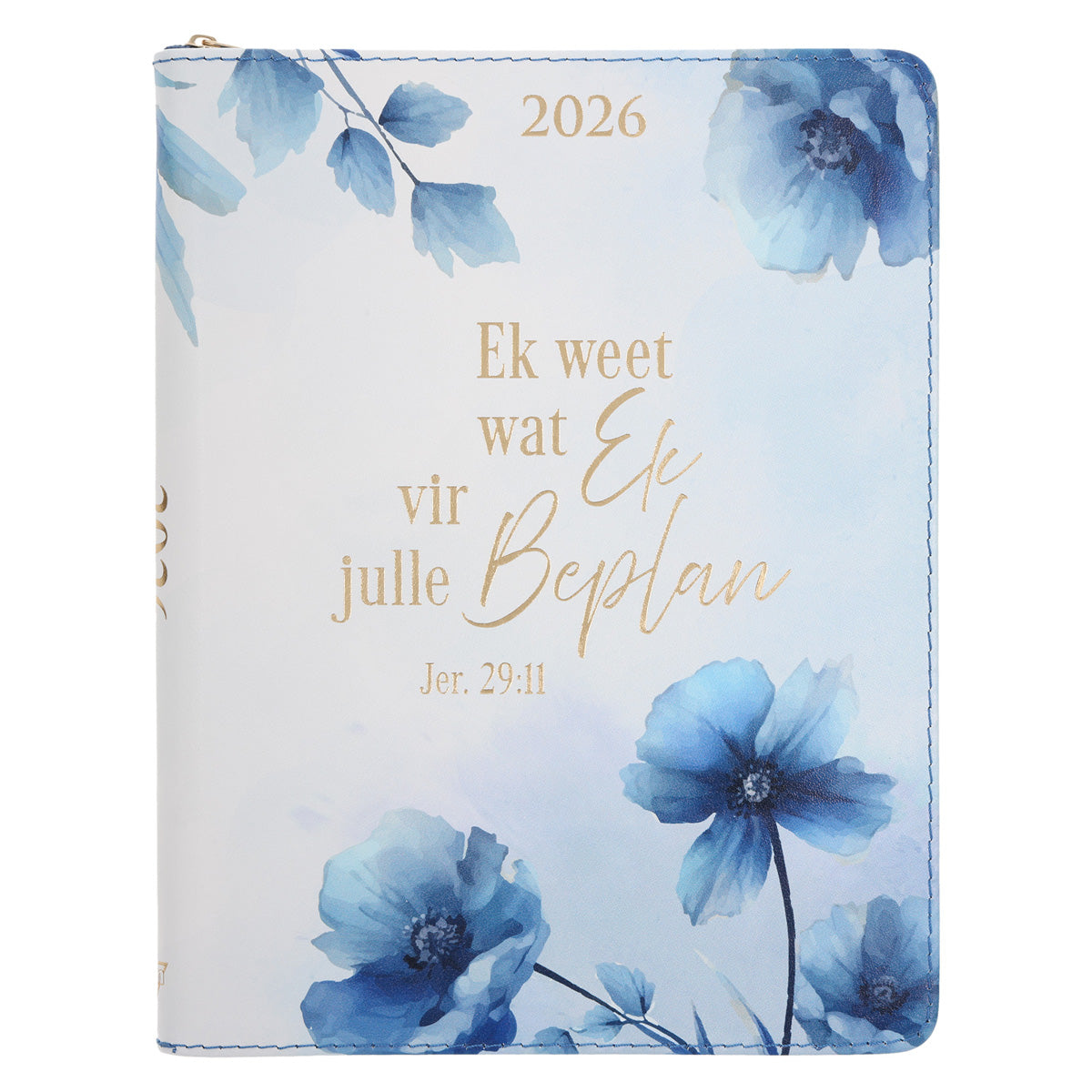 2026 18-Maande Dagbeplanner vir Vroue - Ek Weet Wat Ek vir Julle Beplan - Kunsleer met Rits