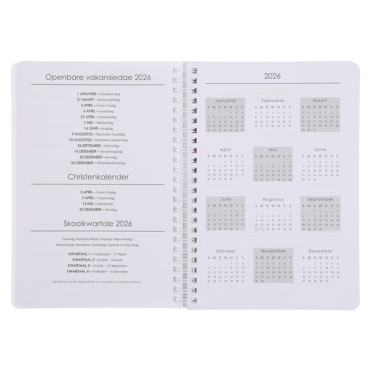 2026 Dagboek - Dagbeplanner - Die Here Is My Sterkte en My Beskerming - Ringbind
