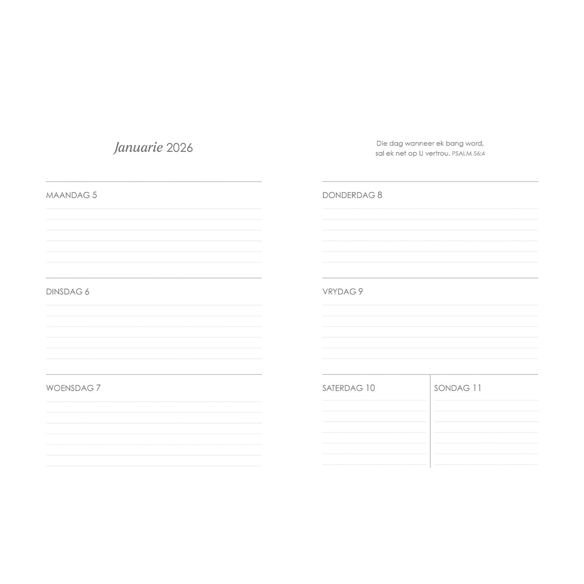 2026 Dagboek - Dagbeplanner - Sterk en Dapper - Ringbind