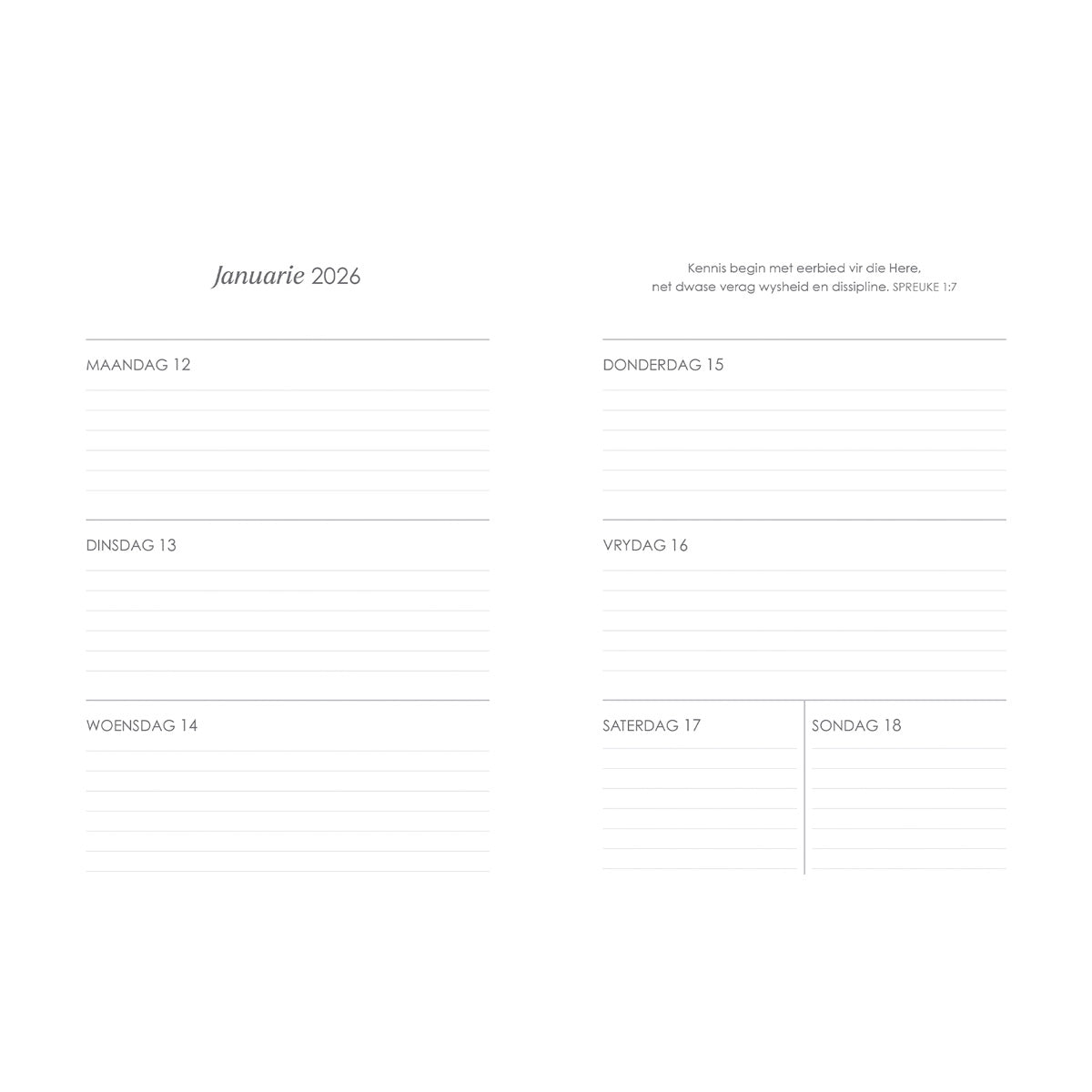 2026 Dagboek - Dagbeplanner - Sterk en Dapper - Ringbind