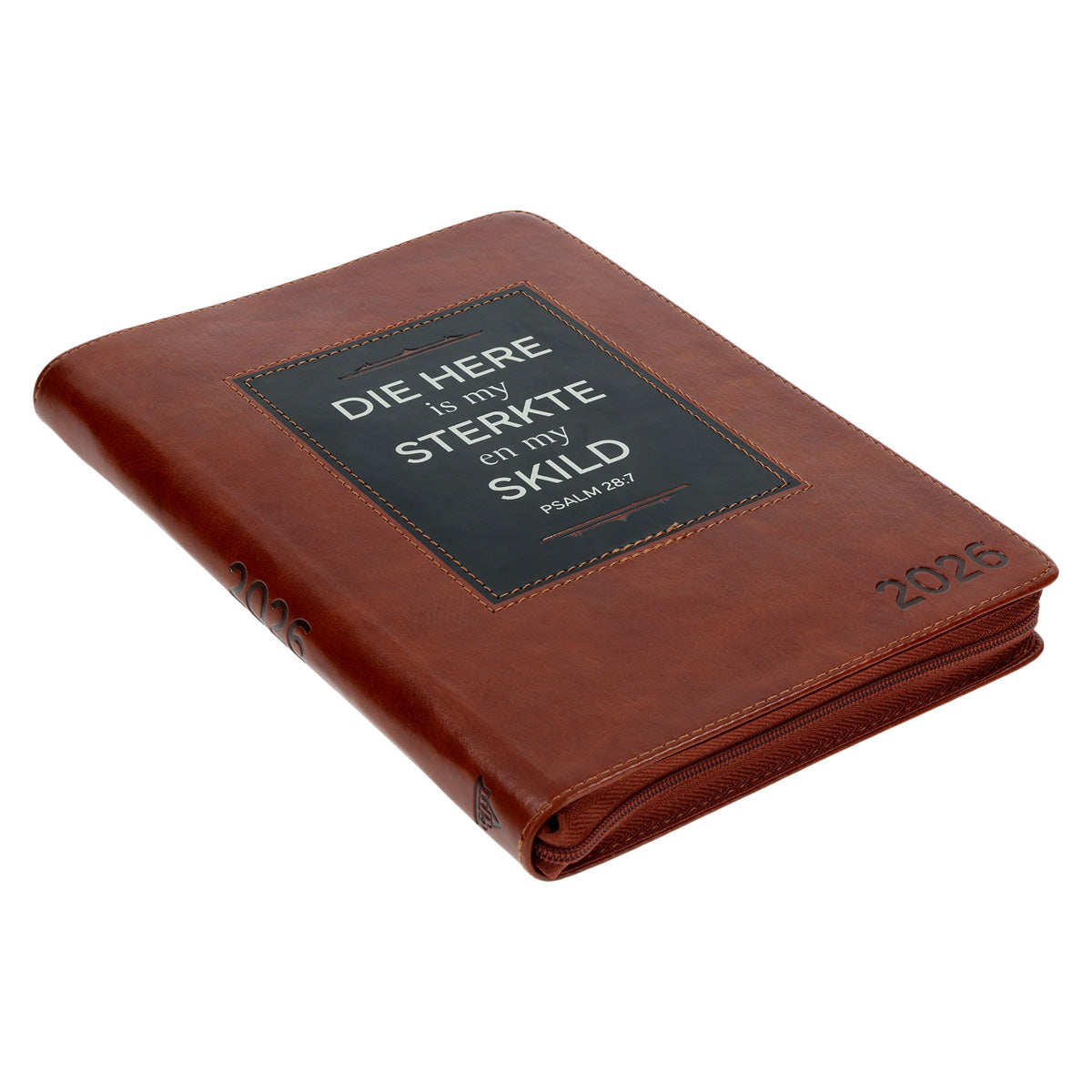 2026 Dagboek - Professionele Jaarbeplanner - Die Here Is My Sterkte - Kunsleer met rits