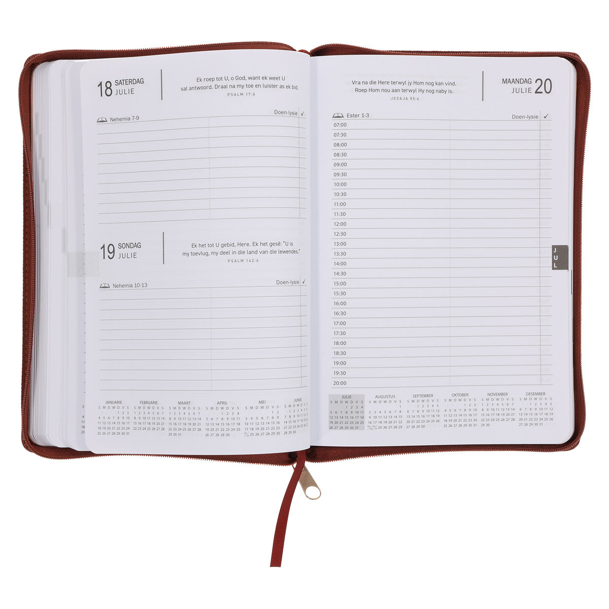 2026 Dagboek - Professionele Jaarbeplanner - Die Here Is My Sterkte - Kunsleer met rits