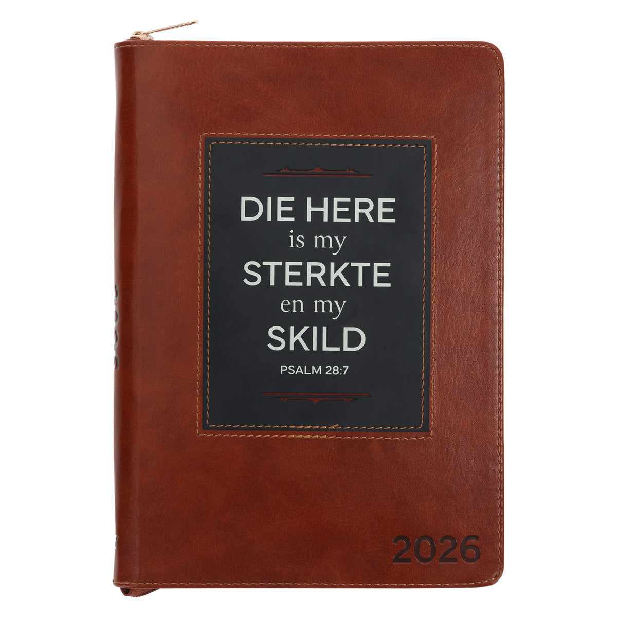 2026 Dagboek - Professionele Jaarbeplanner - Die Here Is My Sterkte - Kunsleer met rits