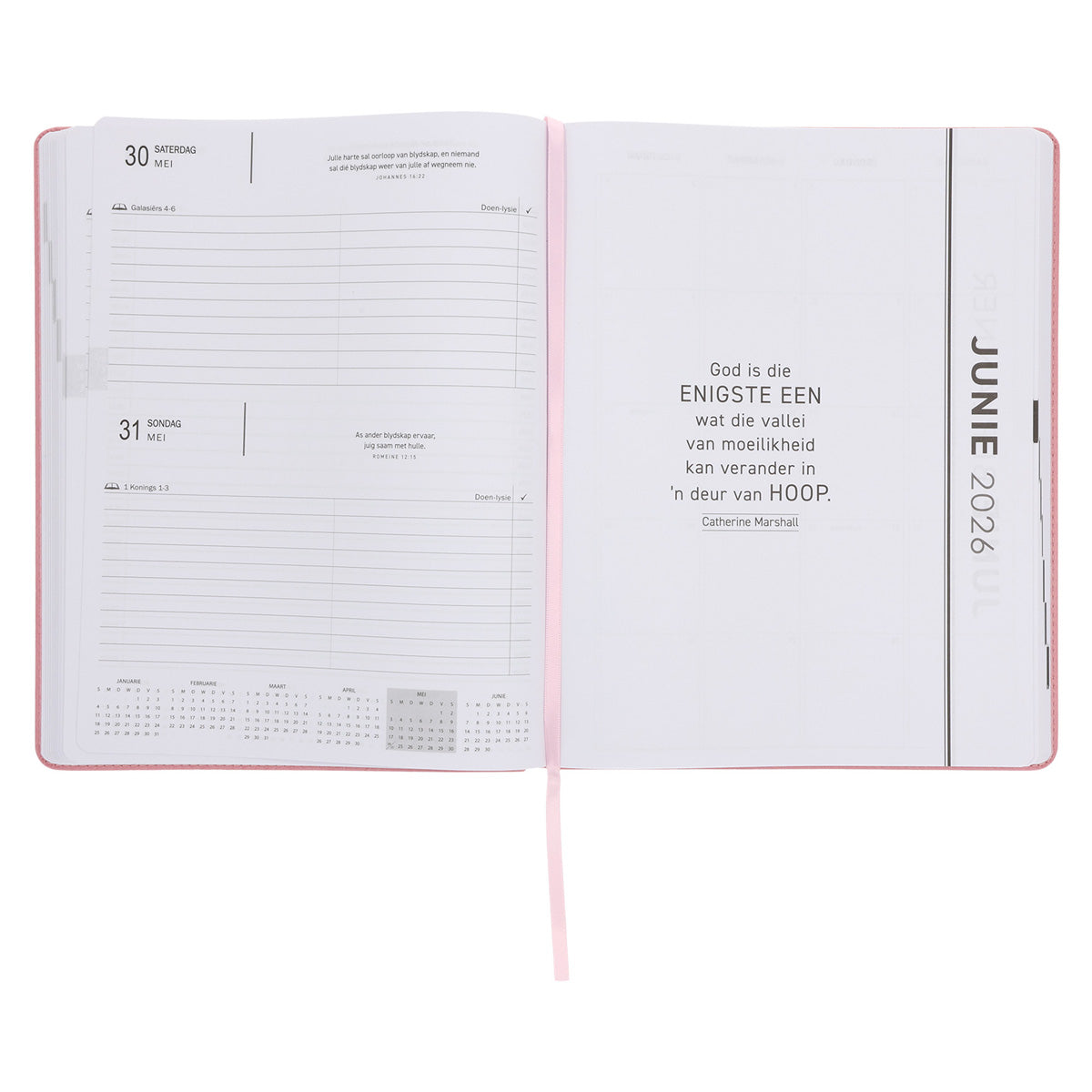 2026 A4 Dagboek - Professionele Jaarbeplanner - God Is Ons Toevlug en Ons Sterkte - Kunsleer