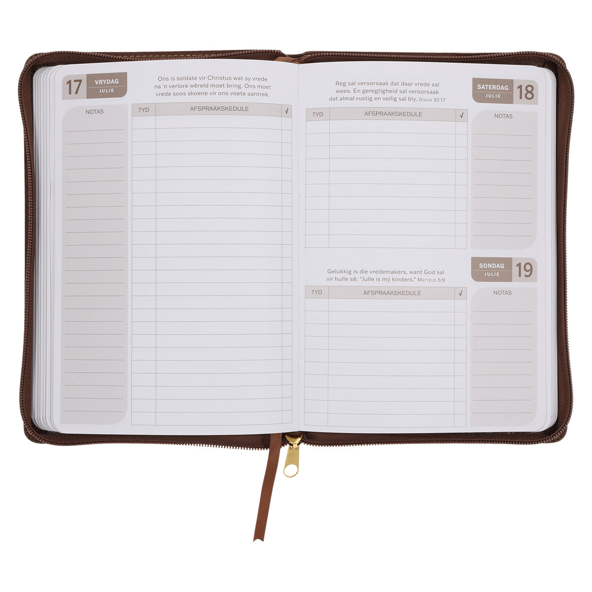 2026 Angus Buchan Dagboek - Dagbeplanner - Staan Vas in Julle Geloof - Kunsleer met Rits