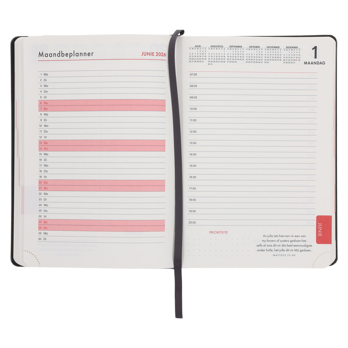 2026 Dagboek - Chronos Dagbeplanner - Grys Kunsleer