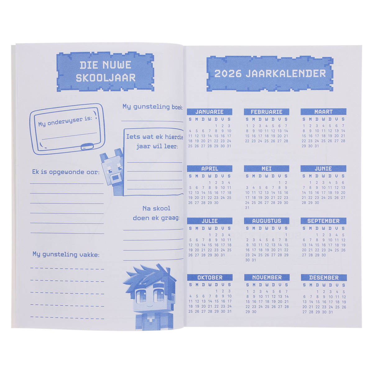 2026 Skooldagboek - Dagbeplanner vir Seuns - Sagteband