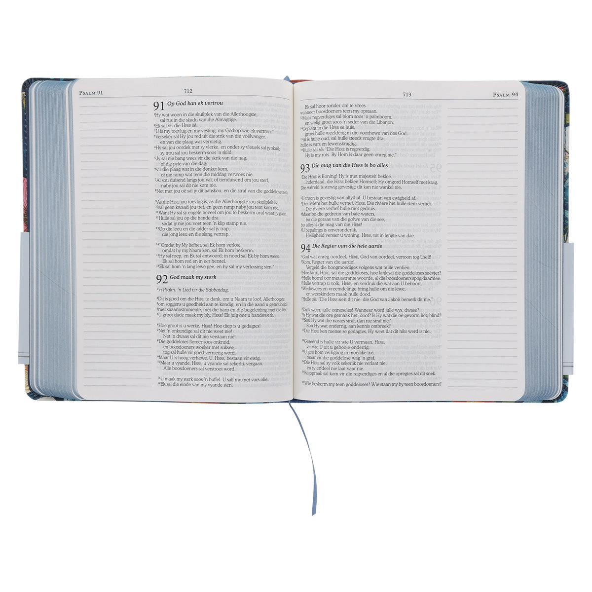 NLV Donkerblou Blomme Kunsleer Joernaal-Bybel