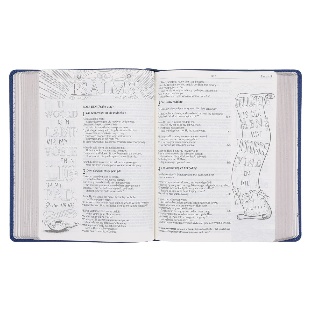 NLV Koningsblou Egte Leer My Kreatiewe Joernaal-Bybel