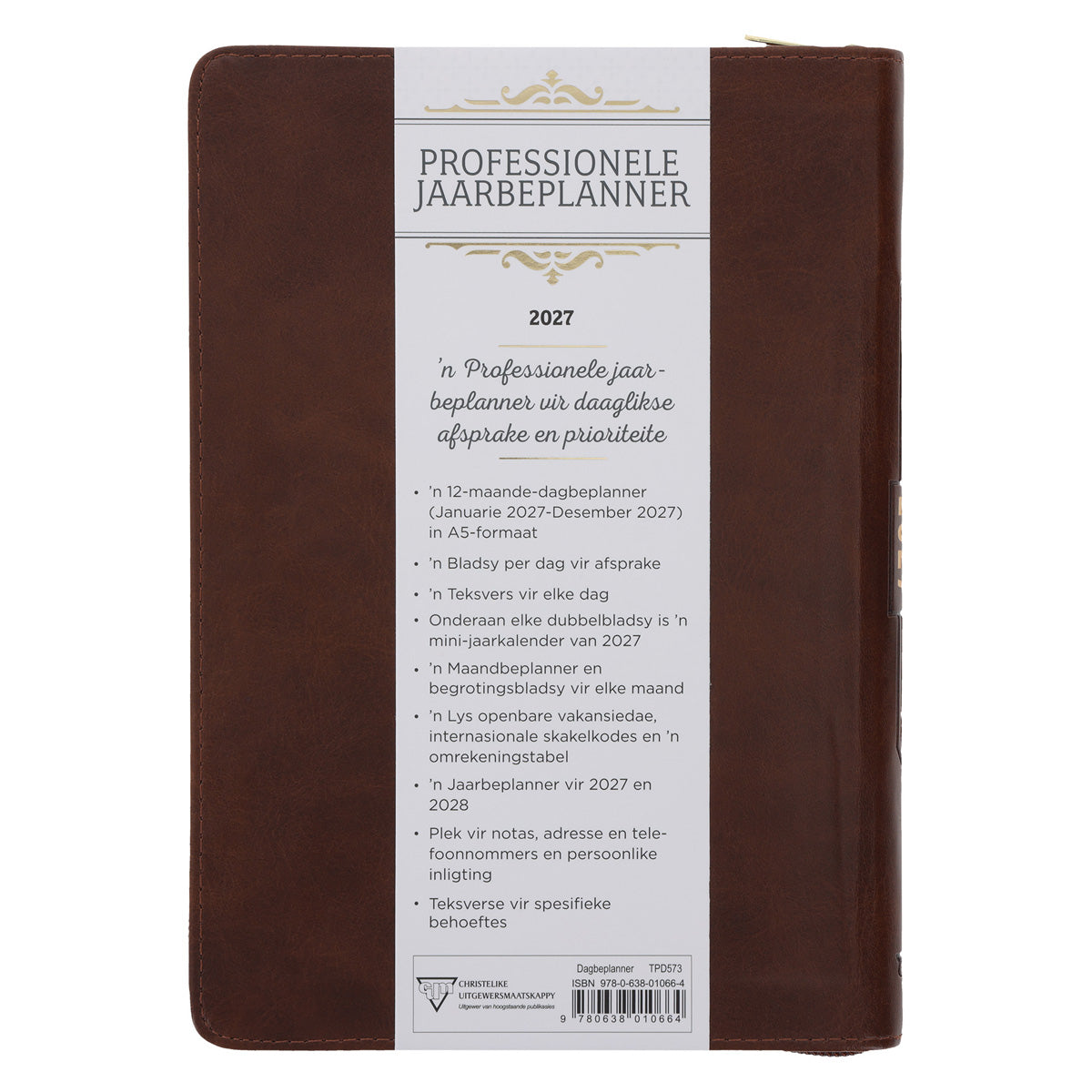2027 Dagboek - Professionele Jaarbeplanner - Ek Weet Wat Ek vir Julle Beplan - Kunsleer met Rits