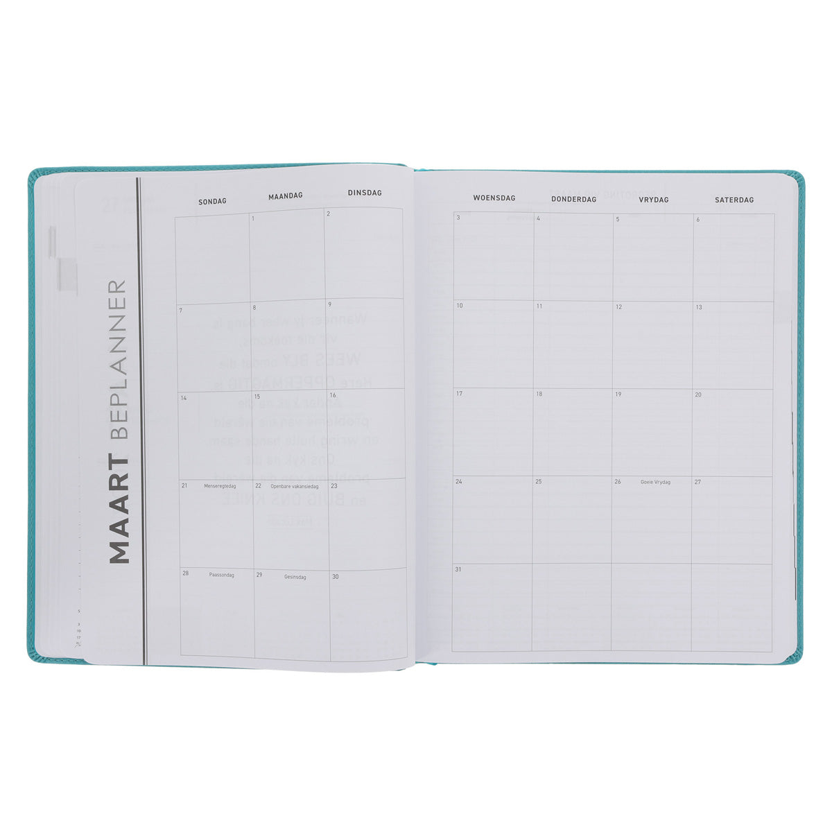 2027 A4 Dagboek - Professionele Jaarbeplanner - Wees Stil en Weet - Kunsleer