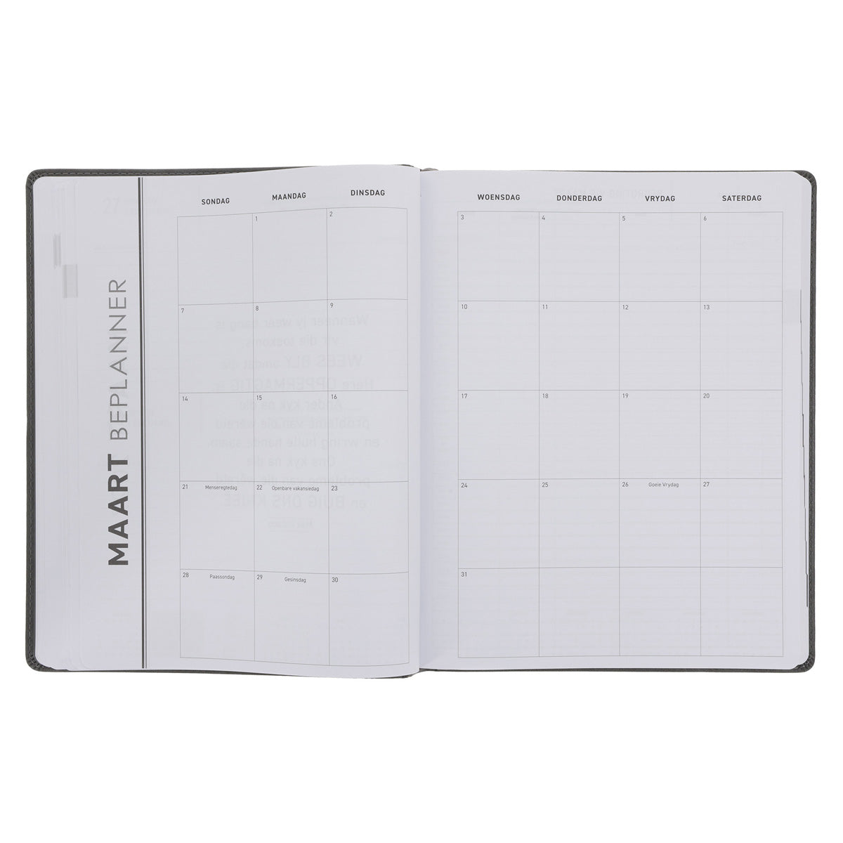 2027 A4 Dagboek - Professionele Jaarbeplanner - Skep Moed - Kunsleer