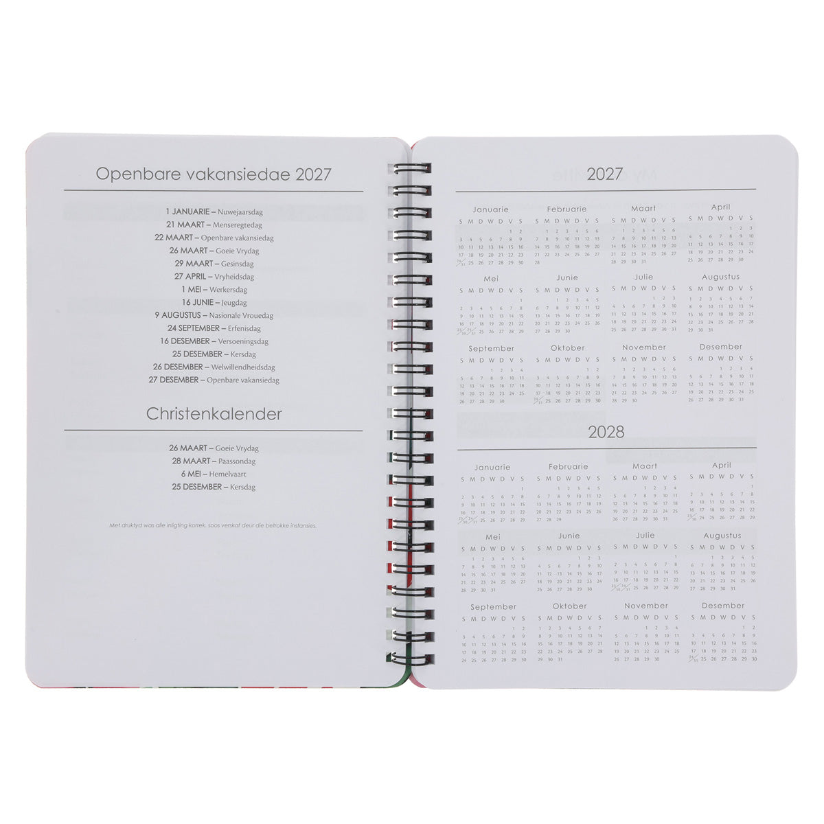 2027 Dagboek - Dagbeplanner - Wees Stil en Weet - Ringbind