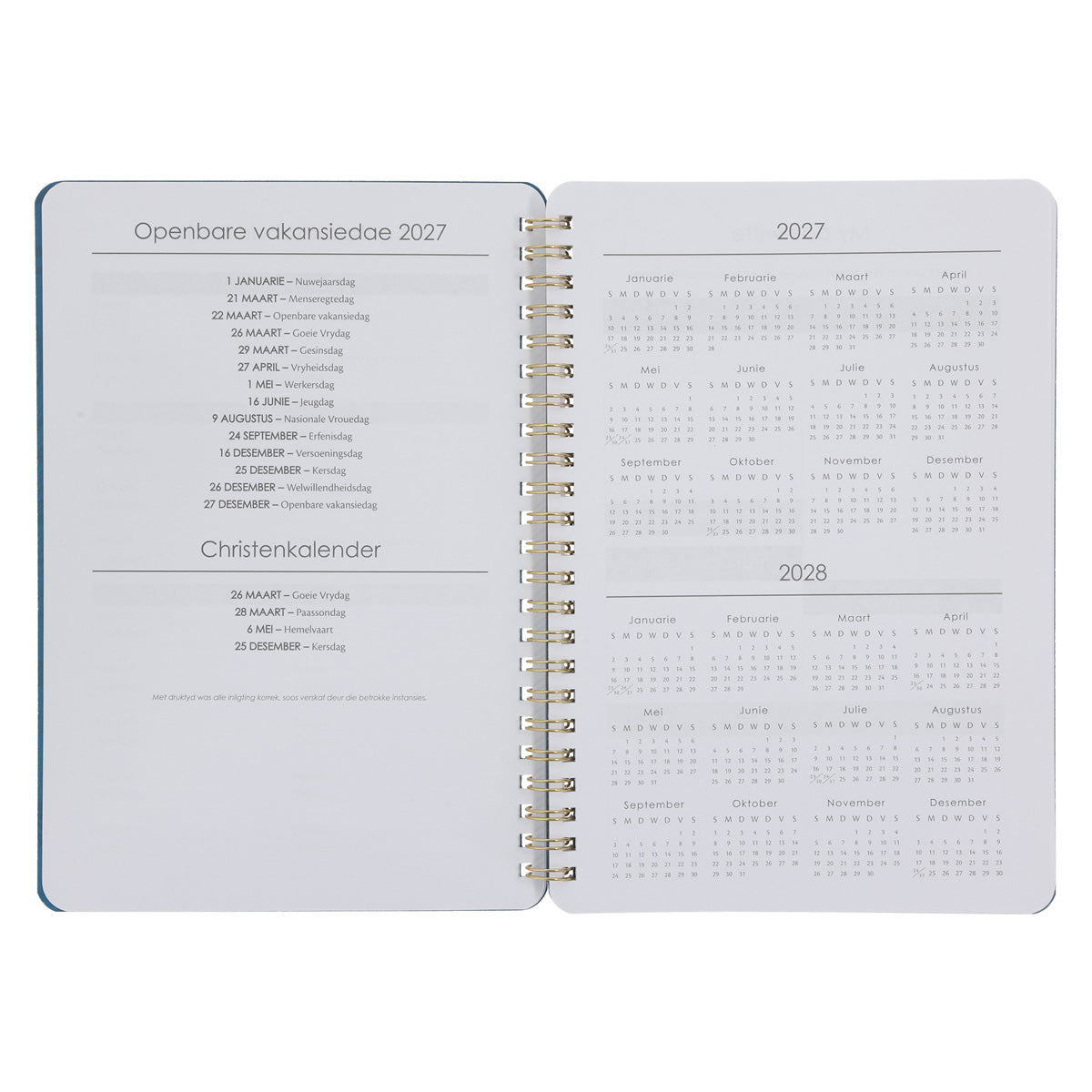 2027 Dagboek - Dagbeplanner - Onbeskryflike Genade - Ringbind