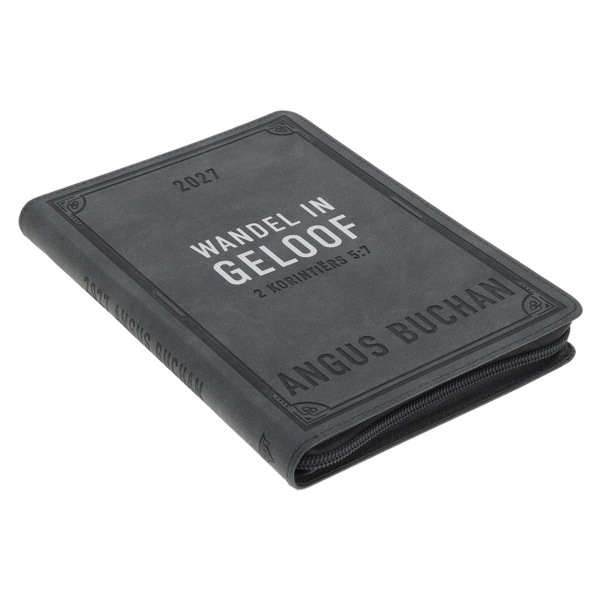 2027 Angus Buchan Dagboek - Dagbeplanner - Wandel in Geloof - Kunsleer met Rits