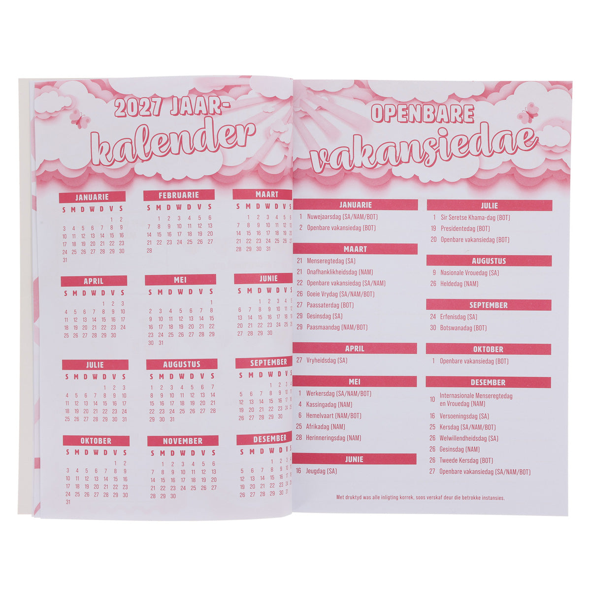 2027 Skooldagboek met Bybelverse om in te Kleur - Dagbeplanner vir Dogters - Sagteband
