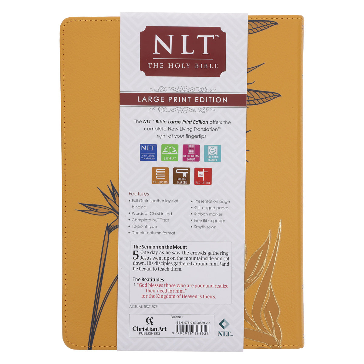 NLT Mustard Bird of Paradise Genuine Leather Bible Large Print