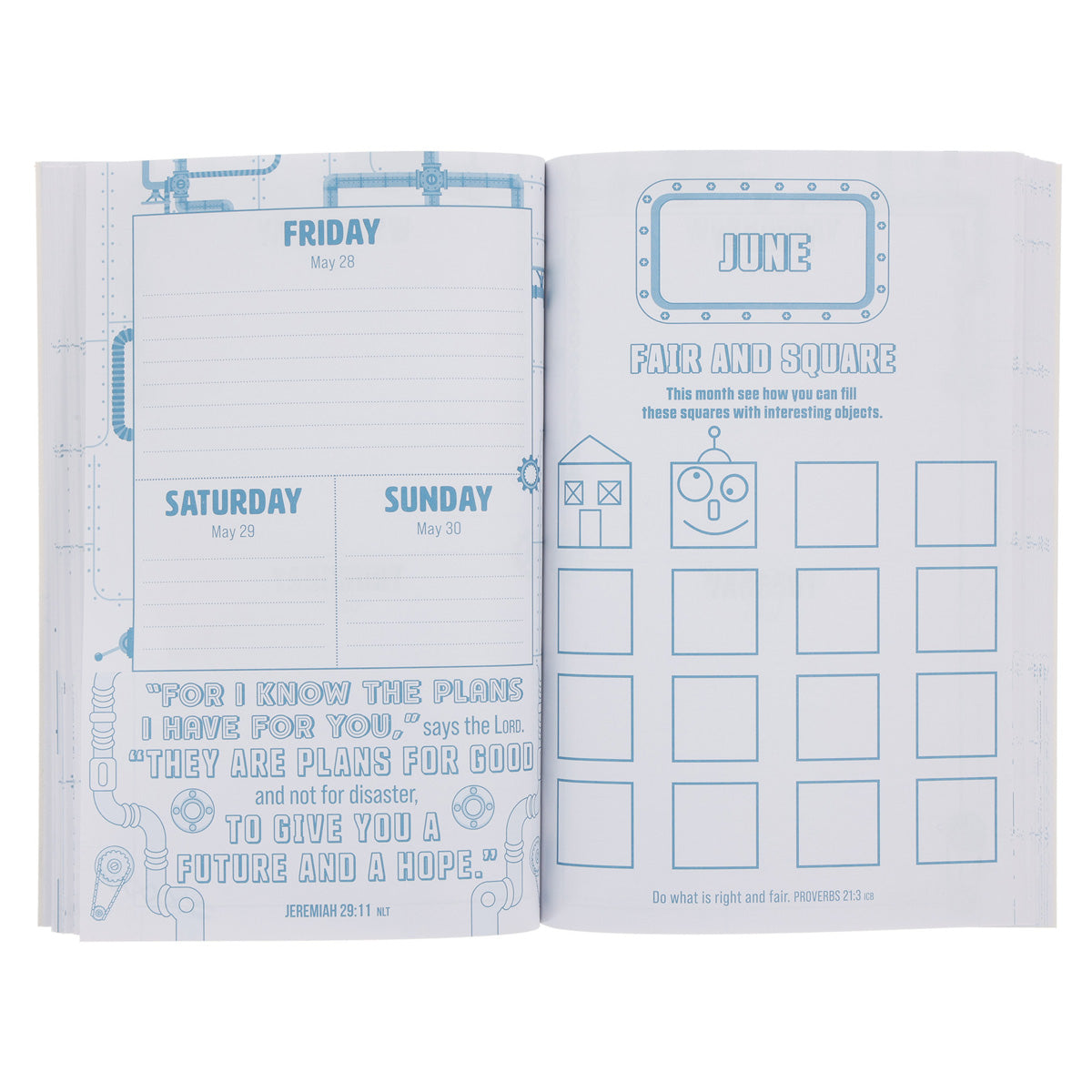 2027 School Diary - Daily Planner for Boys with Bible Verses to Colour - Paperback