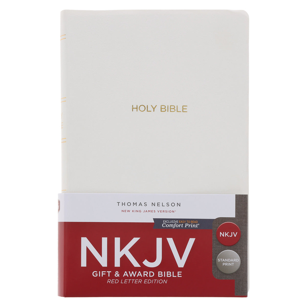 NKJV White Flexcover Imitation Leather Gift & Award Bible Red Letter Comfort Print