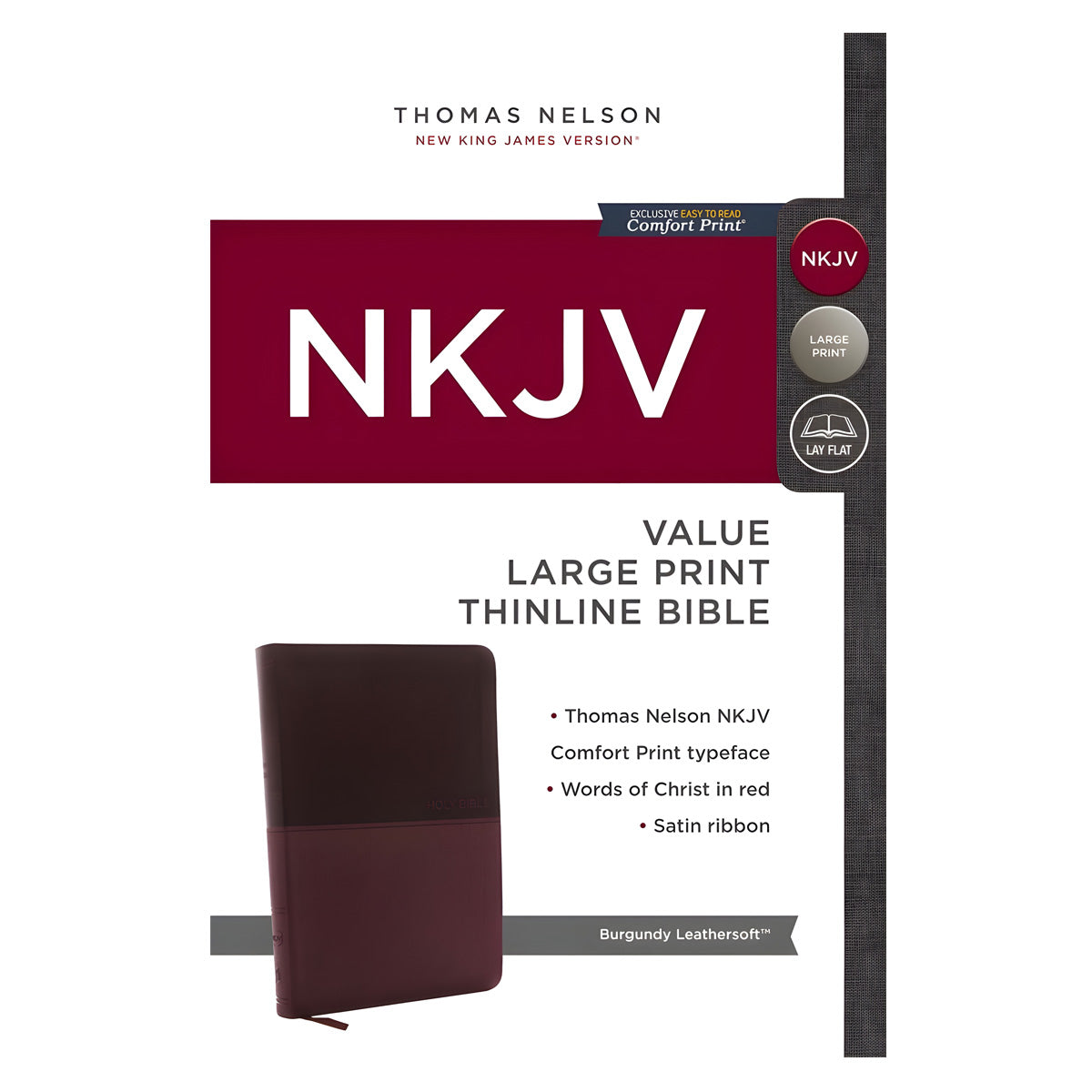 NKJV Value Thinline Large Print Red Letter Burgundy (Comfort Print)(Imitation Leather)