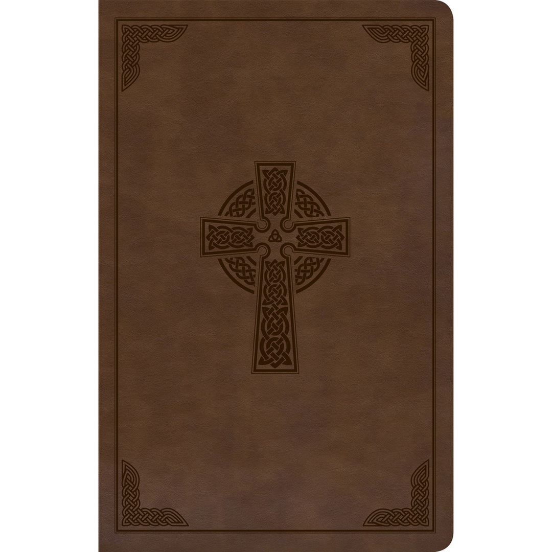 KJV Personal Size Reference Bible Large Print Indexed Celtic Cross Brown (Imitation Leather)