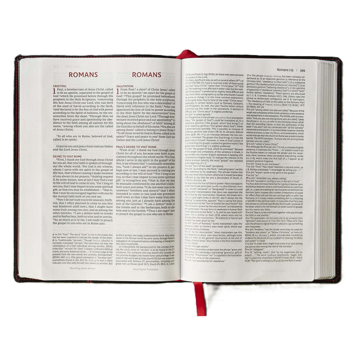 NKJV-NET Black Hardcover Parallel New Testament Red Letter Comfort Print