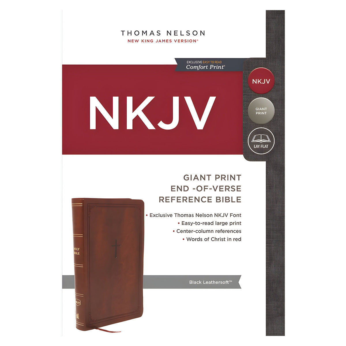 NKJV Brown Imitation Leather End-of-Verse Reference Holy Bible Comfort Giant Print