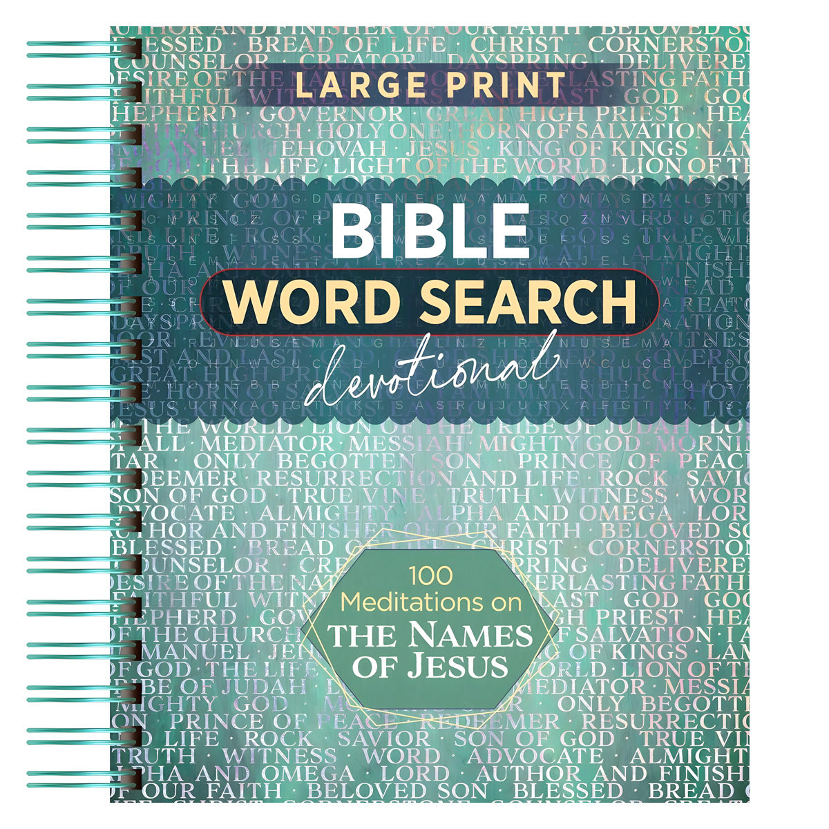 Bible Word Search Devotional: 100 Meditations on the Names of Jesus Large Print SB