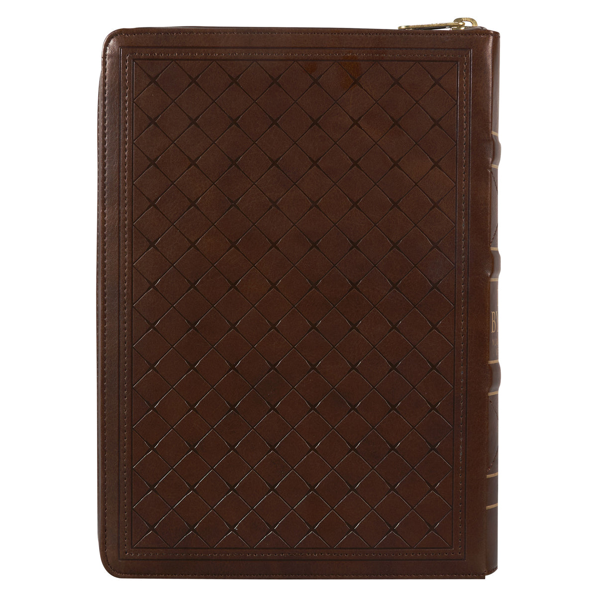 NLV Neutbruin Kunsleer Bybel Grootdruk Met Ritssluiter & Duimgrepe