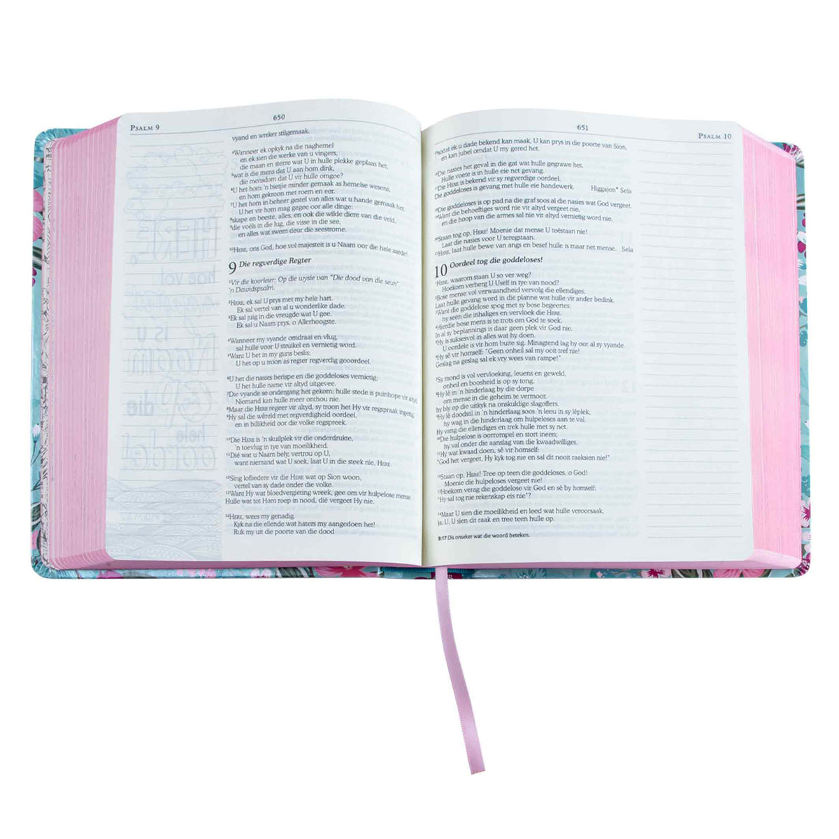 NLV Turkoois Met Pienk Blomme Kunsleer My Kreatiewe Joernaal-Bybel