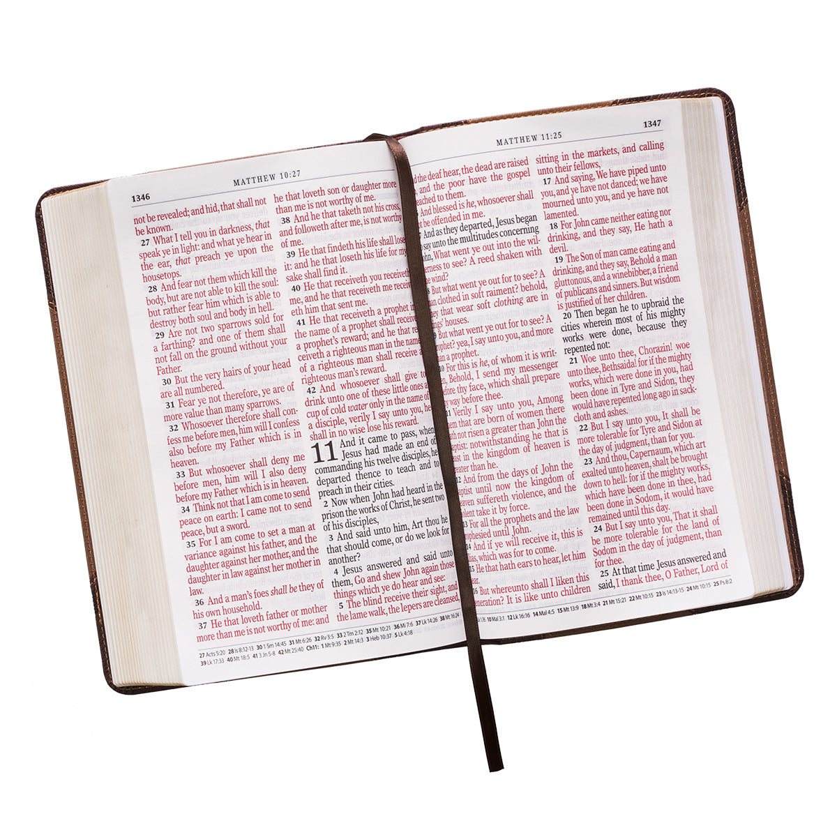 KJV Tan & Brown Faux Leather Standard Bible Giant Print Red Letter