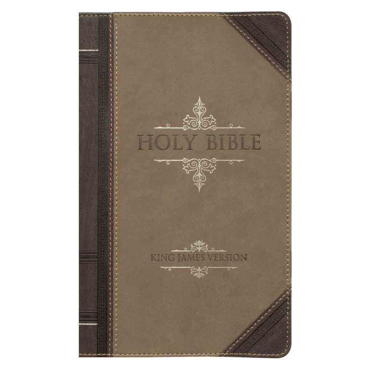 KJV Tan & Brown Faux Leather Standard Bible Giant Print Red Letter