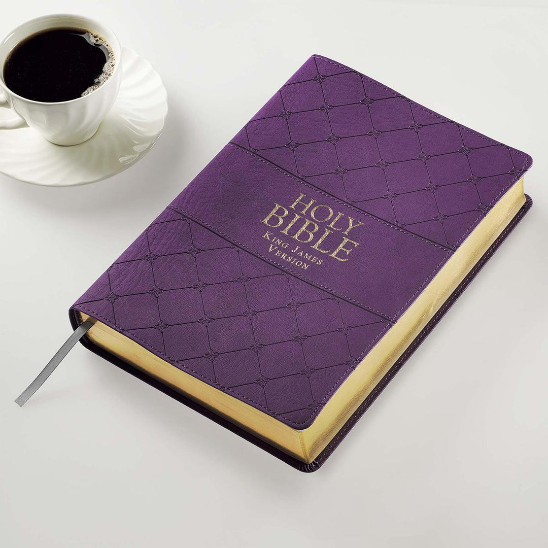 KJV Purple Faux Leather Super Giant Print Bible Red Letter